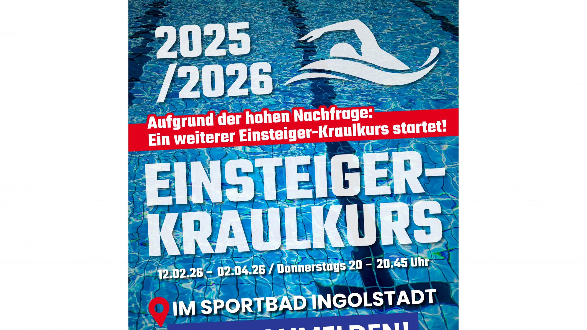 Schwimmkanal-Ingolstadt 🌊 Wegen der hohen Nachfrage – zusätzlicher Kraulkurs! 🏊‍♂
